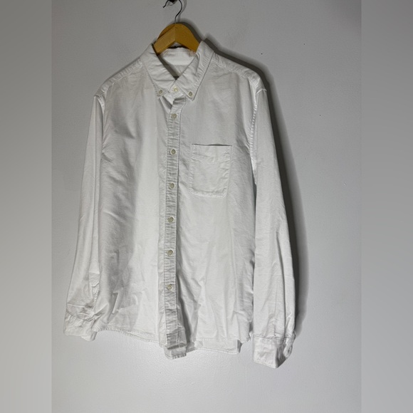 NWT American Eagle White Cotton Flannel Collar Button Down Size Large - Picture 1 of 5
